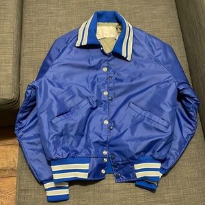 Blue varsity bomber